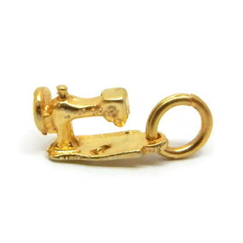 Sewing Machine Pendant Charm 14k Yellow Gold